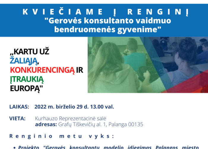 Kviečiame į renginį „Gerovės konsultanto vaidmuo bendruomenės gyvenime“ 
