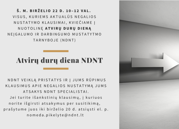 Birželio 22 d. - Atvirų durų diena Neįgalumo ir darbingumo nustatymo tarnyboje