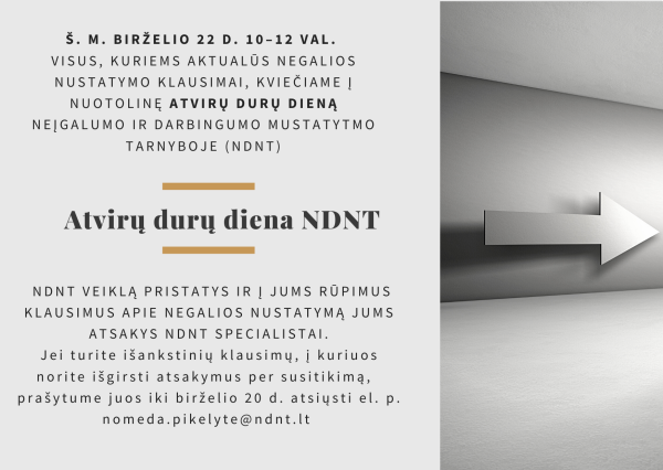 Birželio 22 d. - Atvirų durų diena Neįgalumo ir darbingumo nustatymo tarnyboje