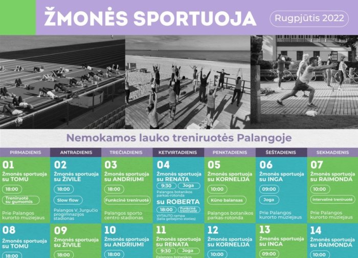Nuo rugpjūčio 1 d. kviečiame į nemokamas treniruotes gamtoje