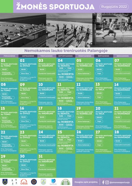 Nuo rugpjūčio 1 d. kviečiame į nemokamas treniruotes gamtoje