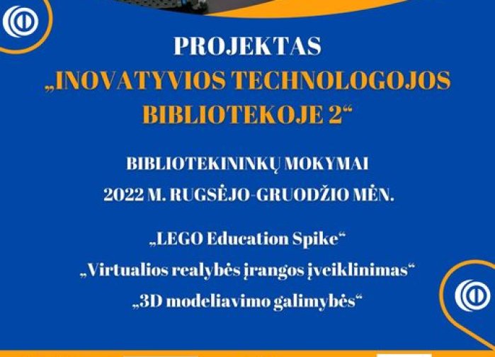 Prisijaukinti naujausias technologijas bibliotekininkams padės tęstinis projektas „Inovatyvios...