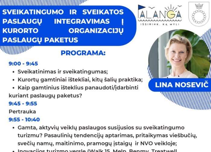 Kviečiame registruotis kurorto organizacijas į seminarą "Sveikatingumo ir sveikatos paslaugų...