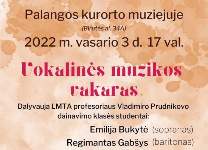  Palangos kurorto muziejuje – „Vokalinės muzikos vakaras“ 