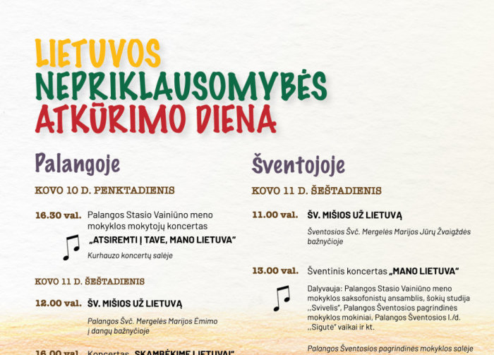 Kovo 11-osios minėjimas Palangoje - „Skambėkime Lietuvai“