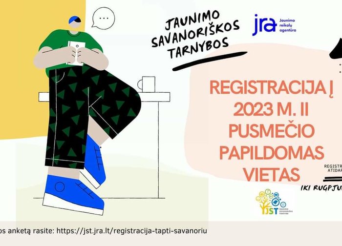 Skelbiama registracija į Jaunimo savanoriškos tarnybos programos  m. II-ojo pusmečio papildomas...