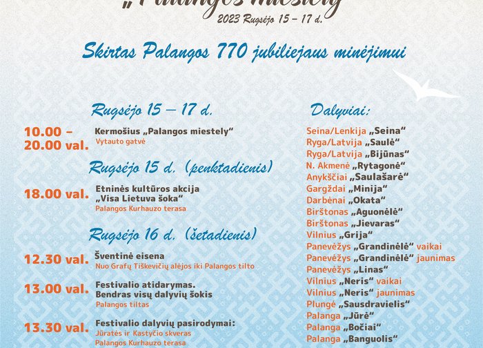 Rugsėjo 15-17 dienomis Palangoje šurmuliuos 7-tasis Tarptautinis liaudiškų šokių festivalis...