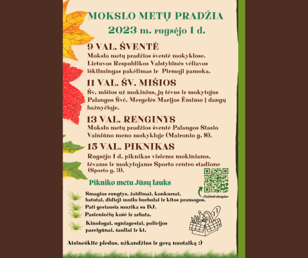 Rugsėjo 1 d. visi mokiniai, jų tėvai ir mokytojai kviečiami dalyvauti Mokslo metų pradžios...