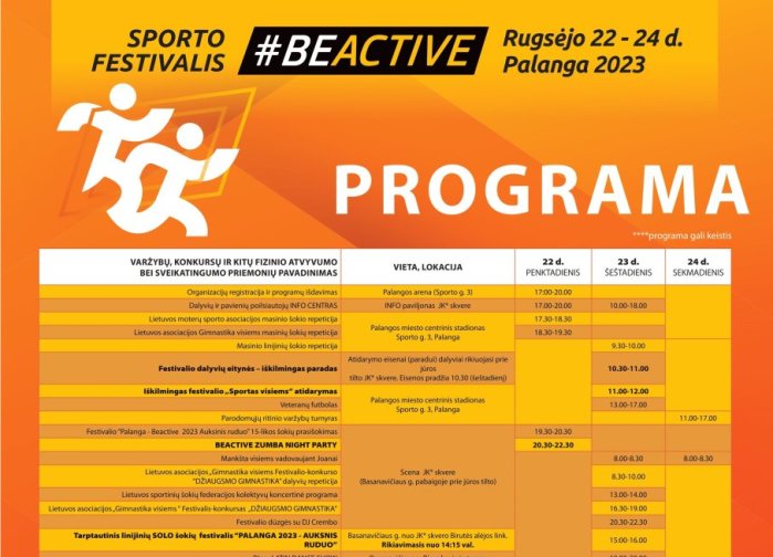 Sporto visiems festivalis Lietuvoje skelbia „Europos sporto savaitės - BeActive 2023“, pradžią