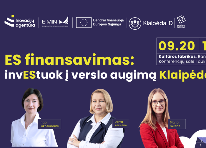 Rugsėjo 20 d. kviečiame į renginį - seminarą apie finansavimo galimybes