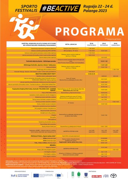 Sporto visiems festivalis Lietuvoje skelbia „Europos sporto savaitės - BeActive 2023“, pradžią