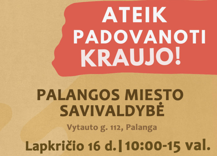 Lapkričio 16 d. Savivaldybėje vyks kraujo donorystės akcija  