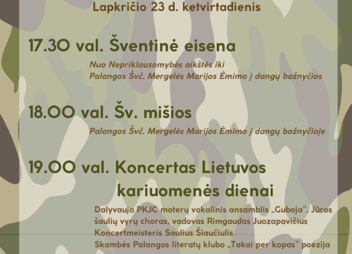 Lapkričio 23 d.- Lietuvos kariuomenės dienos minėjimas Palangoje 