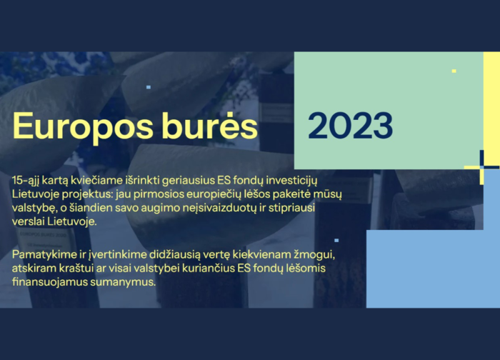 Kviečiame balsuoti „Europos burė 2023" ir išrinkti geriausią projektą