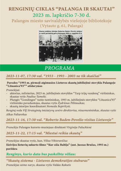 Renginių ciklas „Palanga ir skautai" kviečia į parodą