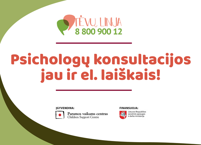 „Tėvų linijoje“ psichologų konsultacijos jau ir el. laiškais