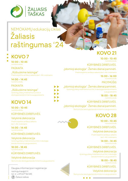 „Žaliasis taškas" kviečia į nemokamų edukacijų ciklą