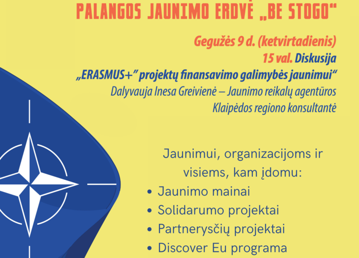  Gegužės 9 d. - ERASMUS + ir Europos solidarumo korpuso programų galimybių pristatymas jaunimui...