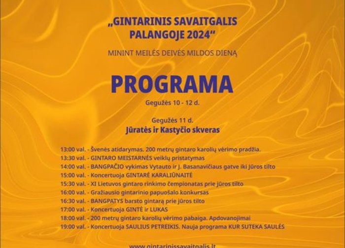 Gintarinis savaitgalis Palangoje. Renginių programa