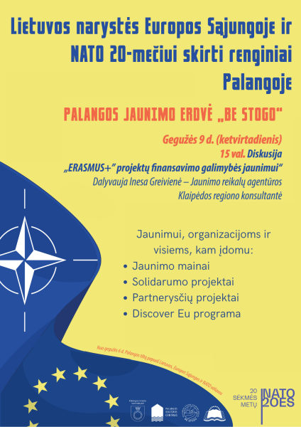  Gegužės 9 d. - ERASMUS + ir Europos solidarumo korpuso programų galimybių pristatymas jaunimui...