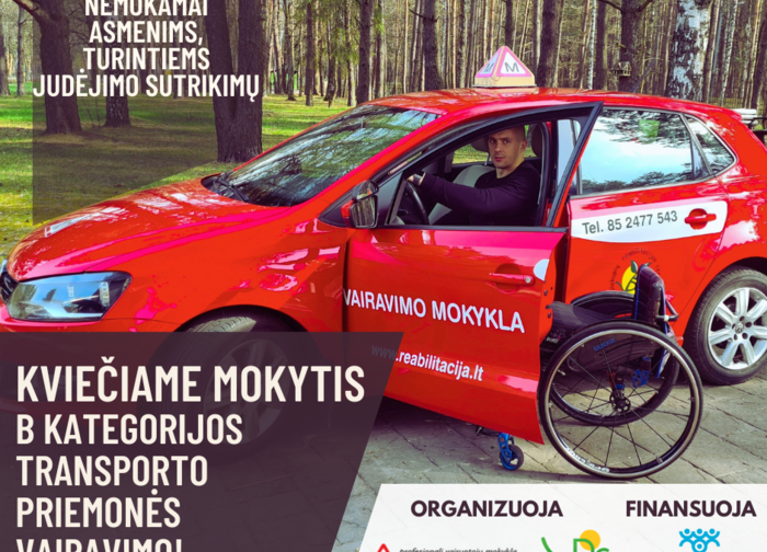 Startuoja nemokami vairavimo mokymai asmenims, turintiems judėjimo sutrikimų 