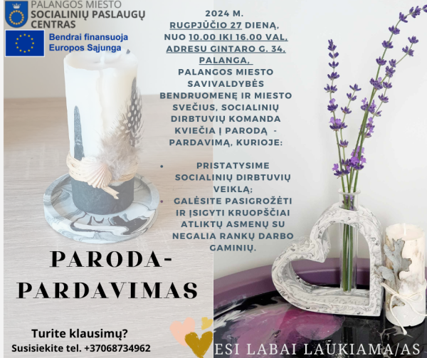 Palangos miesto socialinių paslaugų centre organizuojama paroda-pardavimas