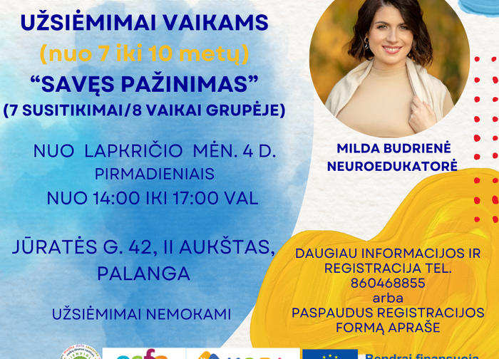 Organizuojami papildomi neuroedukaciniai užsiėmimai vaikams "Savęs pažinimas" 