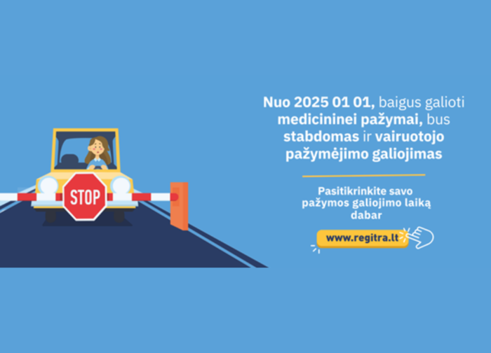 REGITRA primena: būtina atnaujinti medicinines pažymas iki 2025 m. sausio 1 d.