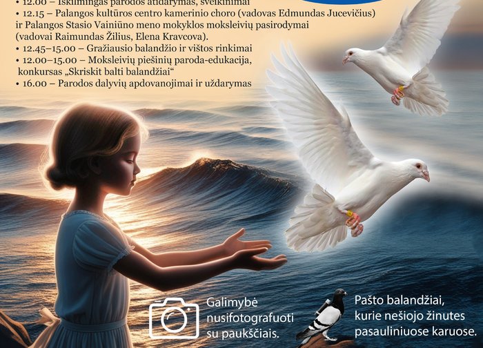 Gruodžio 7 d. – nemokama tarptautinė paroda-edukacija „Skriskit, balti balandžiai“ ir Klaipėdos...