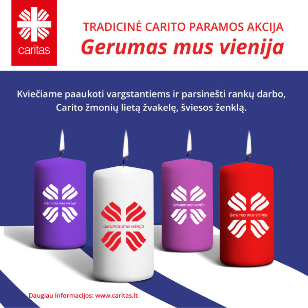 Prasideda adventas ir Caritas žvakelių „Gerumas mus vienija“ iniciatyva