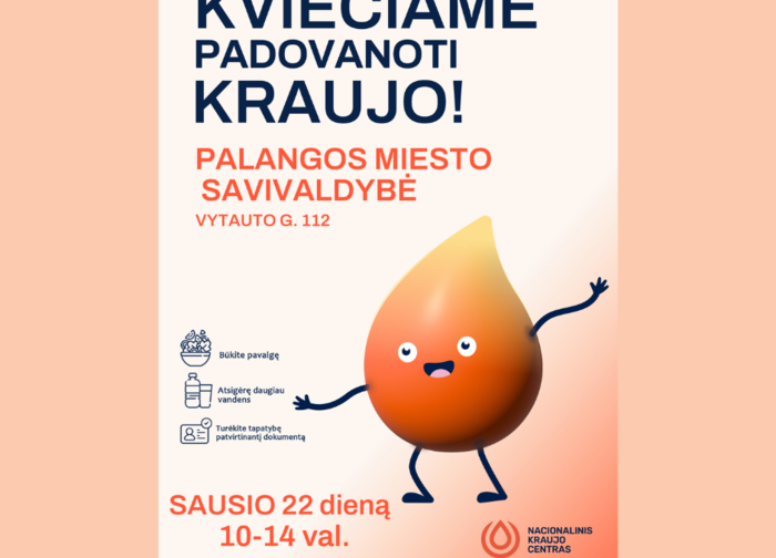 Sausio 22 d. Savivaldybėje organizuojama kraujo donorystės akcija