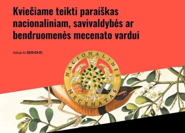 Kultūros ministerija laukia siūlymų suteikti nacionalinio, savivaldybės ar bendruomenės mecenato...