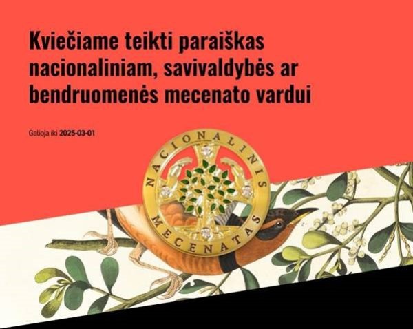 Kultūros ministerija laukia siūlymų suteikti nacionalinio, savivaldybės ar bendruomenės mecenato...