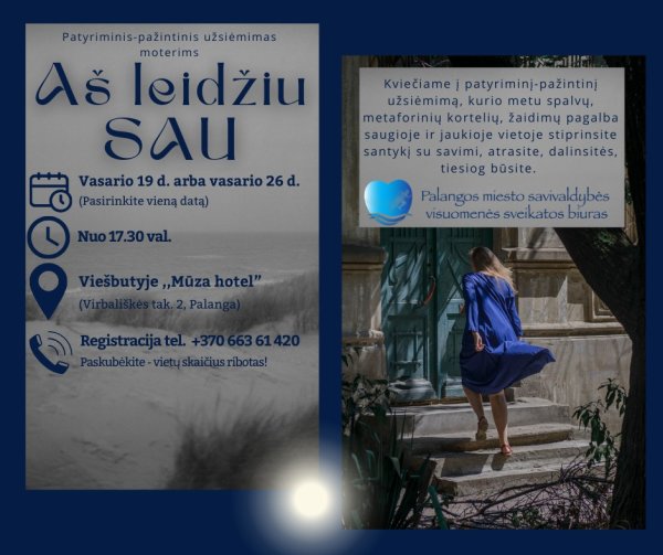Kviečiame moteris į patyriminį-pažintinį užsiėmimą su psichologe