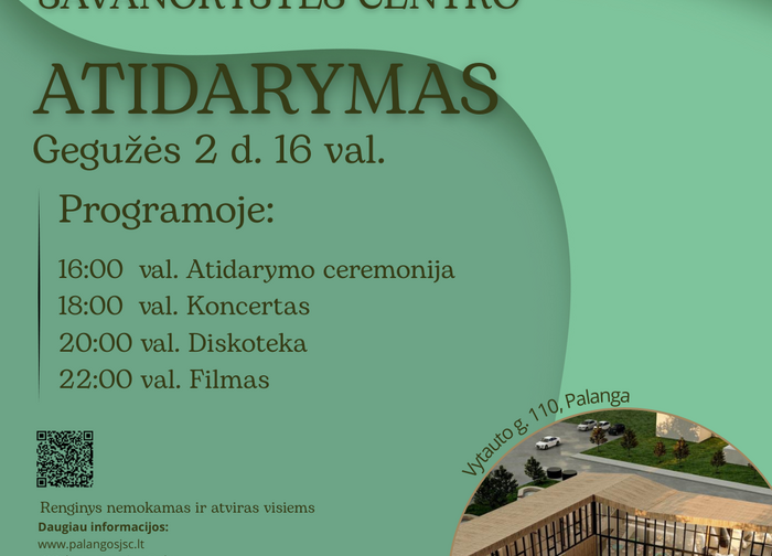 Kviečiame į Palangos jaunimo ir savanorystės centro pastato atidarymo šventę!