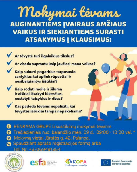 Organizuojami mokymai tėvams