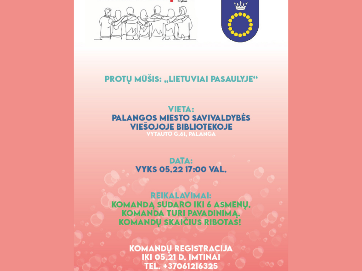 Kviečiame dalyvauti protų mūšyje „Lietuviai pasaulyje“ | Palangos ...