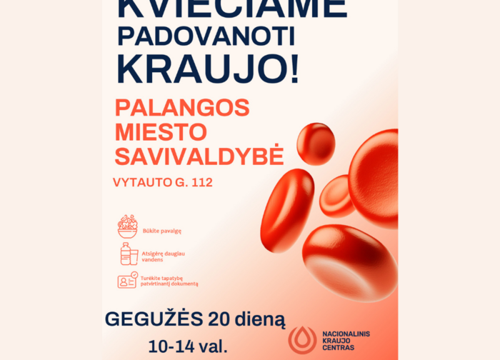 Gegužės 20 d. Savivaldybėje kraujo donorystės akcija