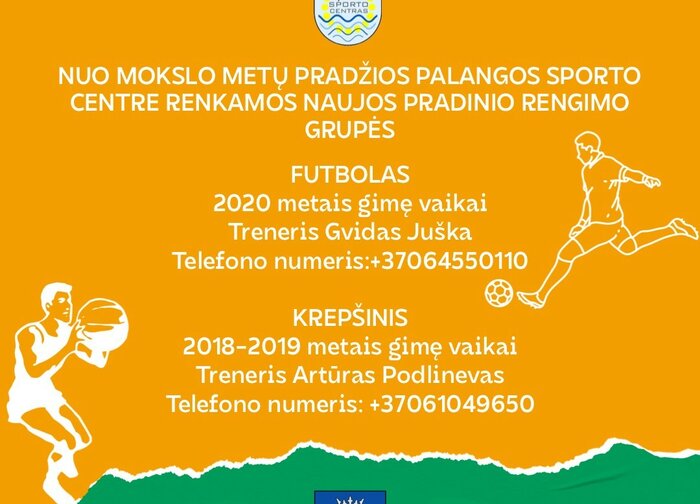 Palangos sporto centras kviečia mažuosius sportininkus į naujas pradinio rengimo grupes