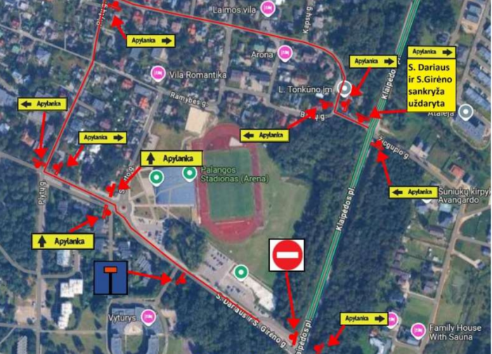 Informacija vairuotojams – laikini eismo ribojimai Klaipėdos pl. bei S. Dariaus ir S. Girėno g....