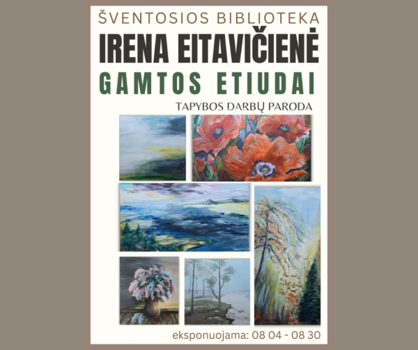 Irenos Eitavičienės piešinių paroda „Gamtos etiudai“ Šventosios bibliotekoje