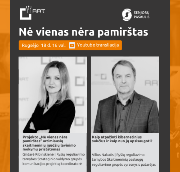 „Nė vienas nėra pamirštas“ kviečia visus į nuotolinę paskaitą „Kibernetinio sukčiavimo būdai"