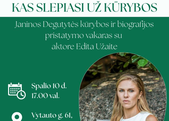 Kūrybinis vakaras „Kas slepiasi už kūrybos“ su aktore Edita Užaite