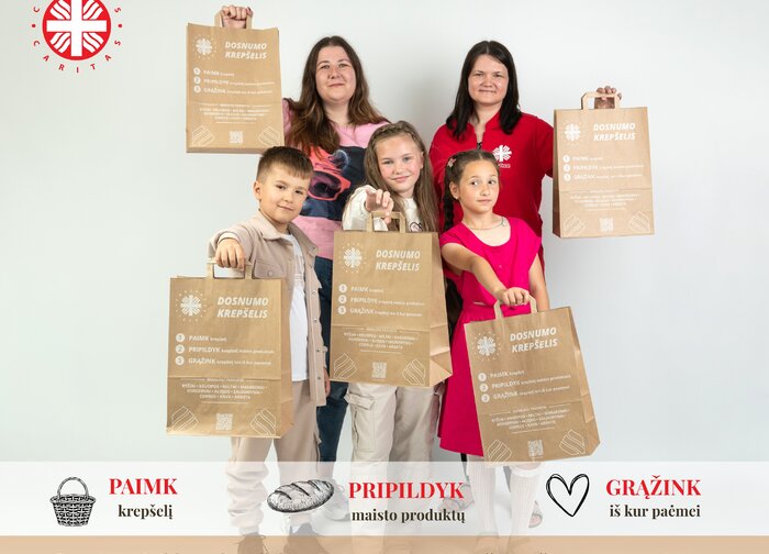 Caritas skelbia „Dosnumo krepšelio“ iniciatyvą: paimk, pripildyk, grąžink