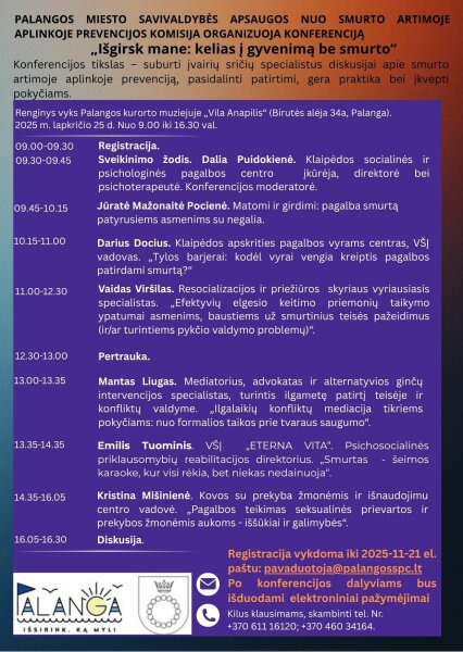 Smurto artimoje aplinkoje prevencijos komisija lapkričio 25 d. organizuoja konferenciją „Išgirsk...