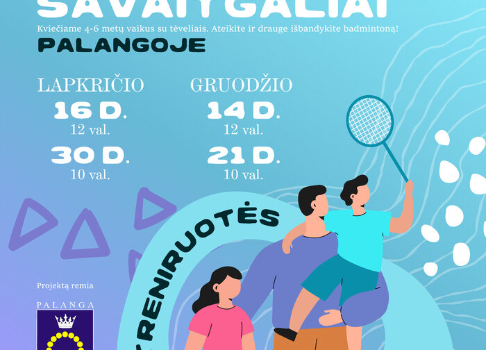 Palangos badmintono klubas „Pajūrio raketė“ kviečia vaikus ir jų tėvelius į nemokamus  badmintono...