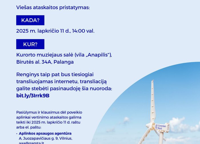  Projekto „Curonian Nord“ jūrinio vėjo elektrinių parko poveikio aplinkai vertinimo (PAV)...