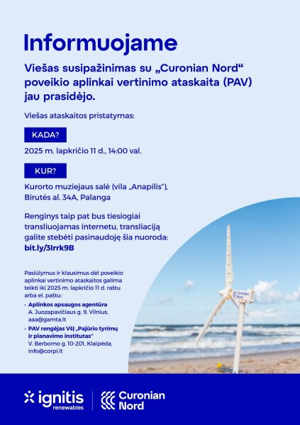  Projekto „Curonian Nord“ jūrinio vėjo elektrinių parko poveikio aplinkai vertinimo (PAV)...
