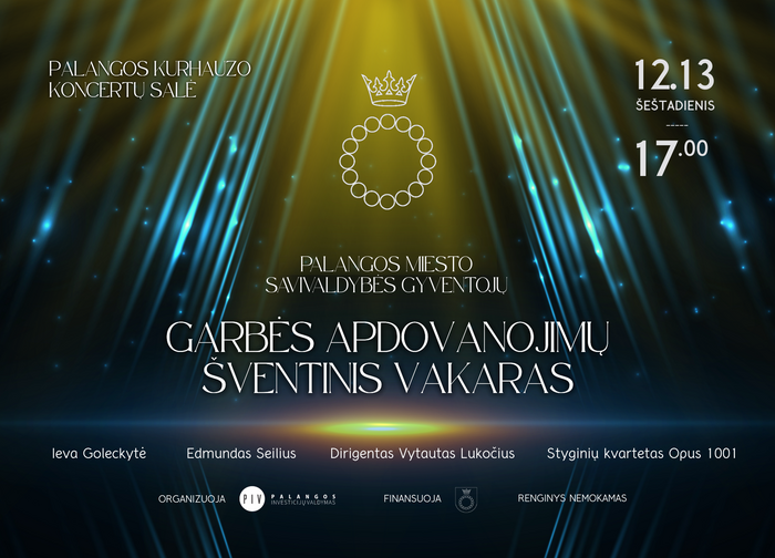 Gruodžio 13 d. Kurhauze - Palangos miesto savivaldybės gyventojų garbės apdovanojimų vakaras