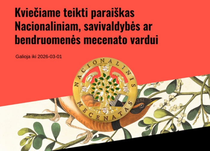 Kultūros ministerija laukia siūlymų suteikti nacionalinio, savivaldybės ar bendruomenės mecenato...